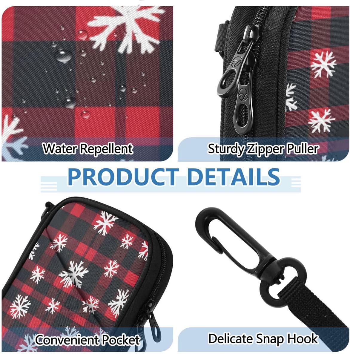 Red Black Plaid Snowflake Christmas Passport Holder Family Passport | for Women Men Rfid Blocking Passport Holders Bag Travel Document Organizer with Zipper