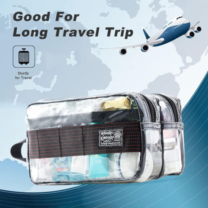 Rough Enough Clear Travel Toiletry Bag for Men Women Traveling Toiletries Essentials Shaving Hygiene Dopp Kit