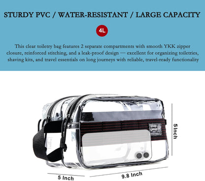 Rough Enough Clear Travel Toiletry Bag for Men Women Traveling Toiletries Essentials Shaving Hygiene Dopp Kit