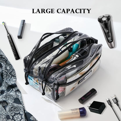 Rough Enough Clear Travel Toiletry Bag for Men Women Traveling Toiletries Essentials Shaving Hygiene Dopp Kit