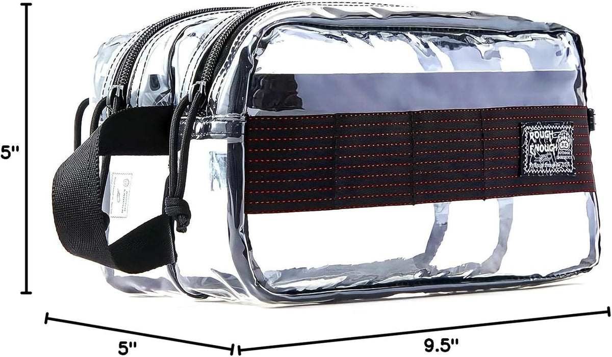 Rough Enough Clear Travel Toiletry Bag for Men Women Traveling Toiletries Essentials Shaving Hygiene Dopp Kit