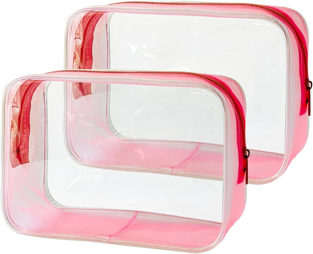 Stadium Approved Green Frame Clear Toiletry Bag TSA Approved Clear Organizer Bags Portable Travel Makeup Bags with Zipper for Women (Green)