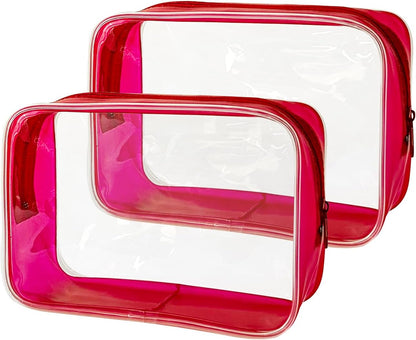 Stadium Approved Green Frame Clear Toiletry Bag TSA Approved Clear Organizer Bags Portable Travel Makeup Bags with Zipper for Women (Green)