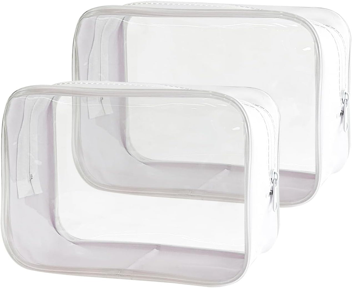 Stadium Approved Green Frame Clear Toiletry Bag TSA Approved Clear Organizer Bags Portable Travel Makeup Bags with Zipper for Women (Green)