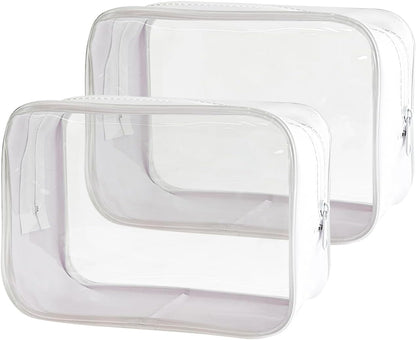 Stadium Approved Green Frame Clear Toiletry Bag TSA Approved Clear Organizer Bags Portable Travel Makeup Bags with Zipper for Women (Green)