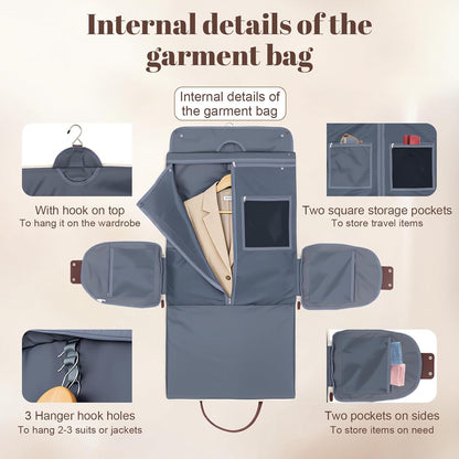 Garment Bags for Travel Women, 3 in 1 Convertible Garment Duffle Bags with Separated Tote Bag, Waterproof Suit Bag Travel Carry On Luggage Weekender Bag for Business Trip, Beige