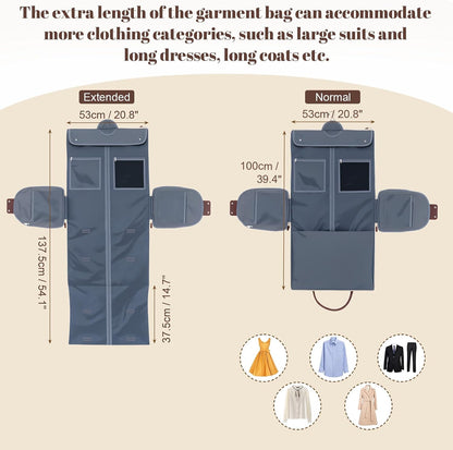 Garment Bags for Travel Women, 3 in 1 Convertible Garment Duffle Bags with Separated Tote Bag, Waterproof Suit Bag Travel Carry On Luggage Weekender Bag for Business Trip, Beige