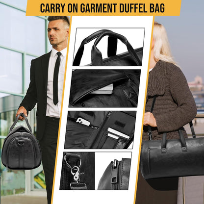 Convertible Garment Bag, Carry on Garment Duffel Bag with Shoulder Strap, Men's Women's Travel Clothing Bag with Shoe Compartment, 2-in-1 Hanging Suitcase Suit Business Travel Bag (Blue)