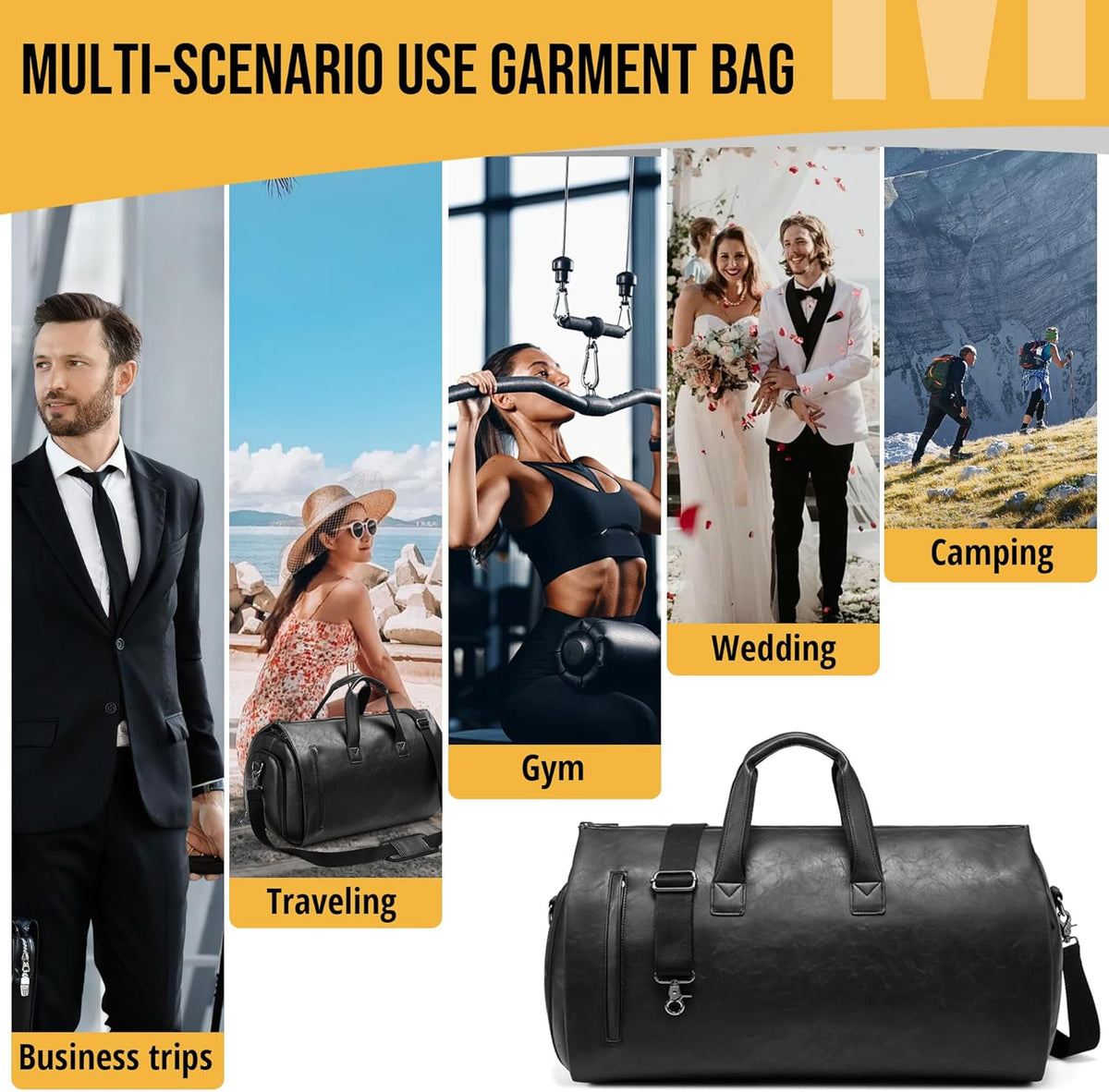 Convertible Garment Bag, Carry on Garment Duffel Bag with Shoulder Strap, Men's Women's Travel Clothing Bag with Shoe Compartment, 2-in-1 Hanging Suitcase Suit Business Travel Bag (Blue)
