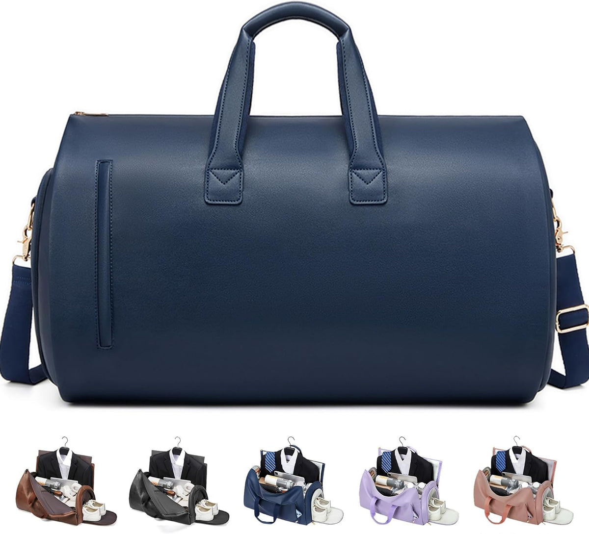 Convertible Garment Bag, Carry on Garment Duffel Bag with Shoulder Strap, Men's Women's Travel Clothing Bag with Shoe Compartment, 2-in-1 Hanging Suitcase Suit Business Travel Bag (Blue)