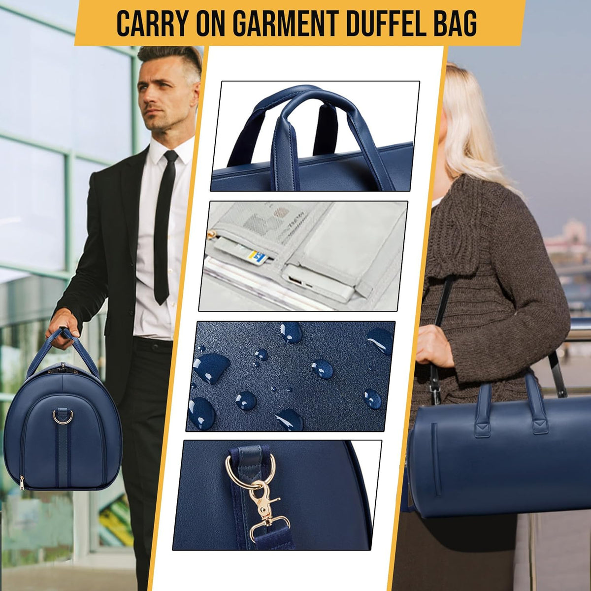 Convertible Garment Bag, Carry on Garment Duffel Bag with Shoulder Strap, Men's Women's Travel Clothing Bag with Shoe Compartment, 2-in-1 Hanging Suitcase Suit Business Travel Bag (Blue)