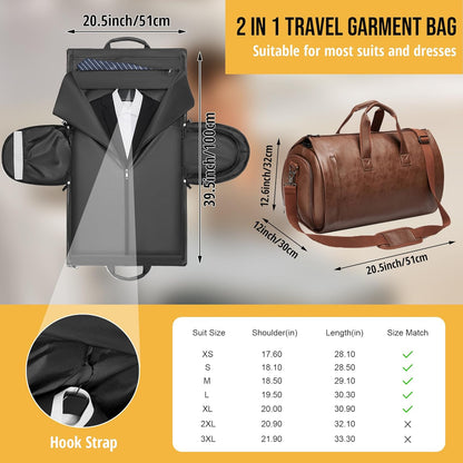 Convertible Garment Bag, Carry on Garment Duffel Bag with Shoulder Strap, Men's Women's Travel Clothing Bag with Shoe Compartment, 2-in-1 Hanging Suitcase Suit Business Travel Bag (Blue)