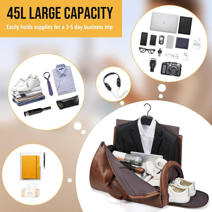 Convertible Garment Bag, Carry on Garment Duffel Bag with Shoulder Strap, Men's Women's Travel Clothing Bag with Shoe Compartment, 2-in-1 Hanging Suitcase Suit Business Travel Bag (Blue)