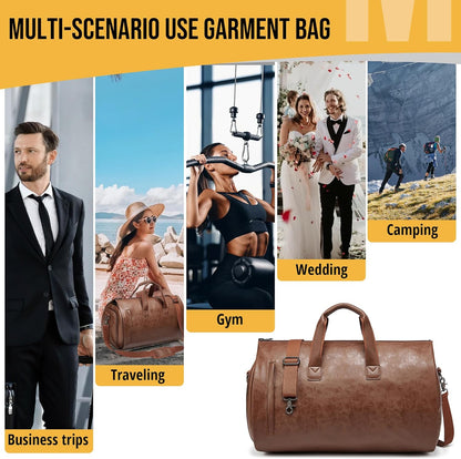 Convertible Garment Bag, Carry on Garment Duffel Bag with Shoulder Strap, Men's Women's Travel Clothing Bag with Shoe Compartment, 2-in-1 Hanging Suitcase Suit Business Travel Bag (Blue)