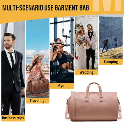 Convertible Garment Bag, Carry on Garment Duffel Bag with Shoulder Strap, Men's Women's Travel Clothing Bag with Shoe Compartment, 2-in-1 Hanging Suitcase Suit Business Travel Bag (Blue)