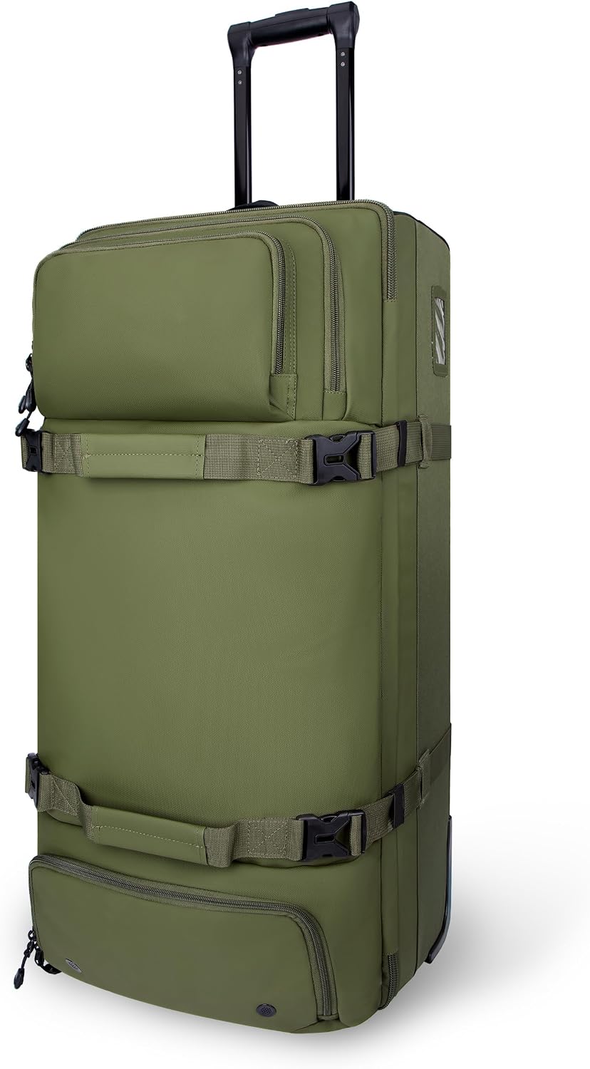 33 Inch 100L Extra Large Rolling Duffle Bag with Wheels, Wet Pocket & Shoe Compartment, Heavy Duty Water Resistant Wheeled Duffel for Moving Travel Camping