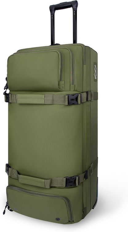33 Inch 100L Extra Large Rolling Duffle Bag with Wheels, Wet Pocket & Shoe Compartment, Heavy Duty Water Resistant Wheeled Duffel for Moving Travel Camping
