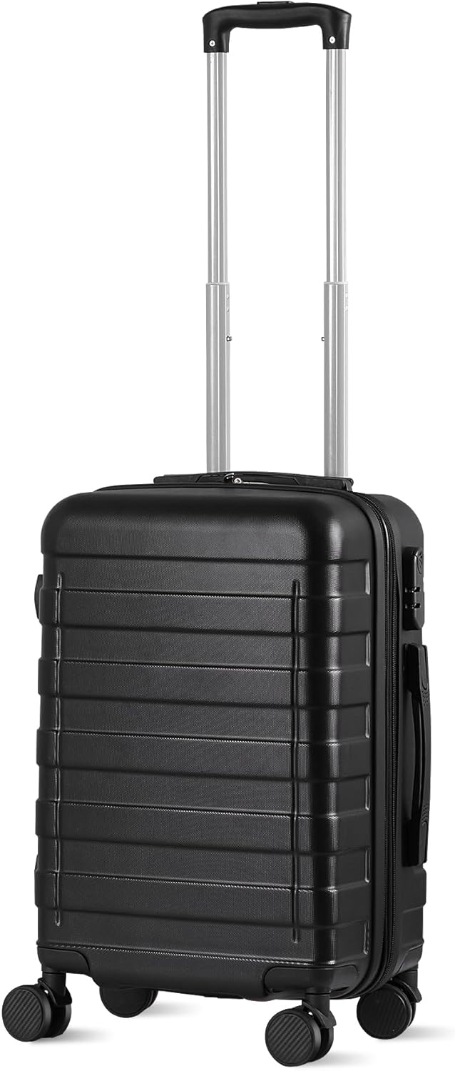 21 Inch Carry On Luggage, Expandable Hardshell Spinner Suitcase with 360-Degree Wheels Height Adjustable Handle for Travel Business Trip, Cream White