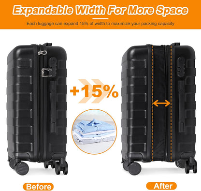 21 Inch Carry On Luggage, Expandable Hardshell Spinner Suitcase with 360-Degree Wheels Height Adjustable Handle for Travel Business Trip, Cream White