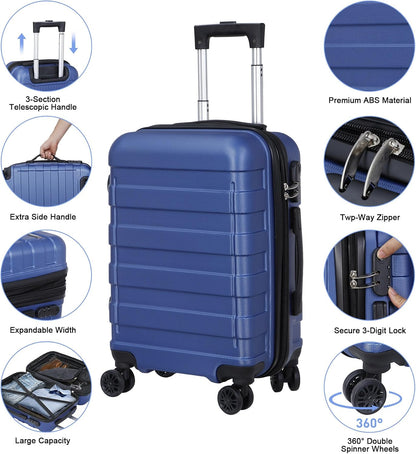 21 Inch Carry On Luggage, Expandable Hardshell Spinner Suitcase with 360-Degree Wheels Height Adjustable Handle for Travel Business Trip, Cream White