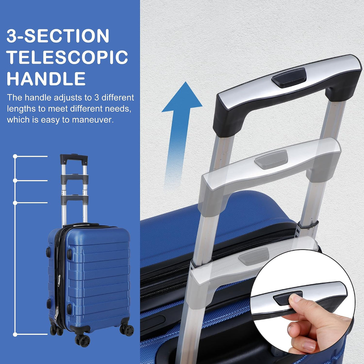 21 Inch Carry On Luggage, Expandable Hardshell Spinner Suitcase with 360-Degree Wheels Height Adjustable Handle for Travel Business Trip, Cream White
