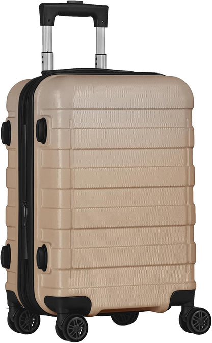 21 Inch Carry On Luggage, Expandable Hardshell Spinner Suitcase with 360-Degree Wheels Height Adjustable Handle for Travel Business Trip, Cream White