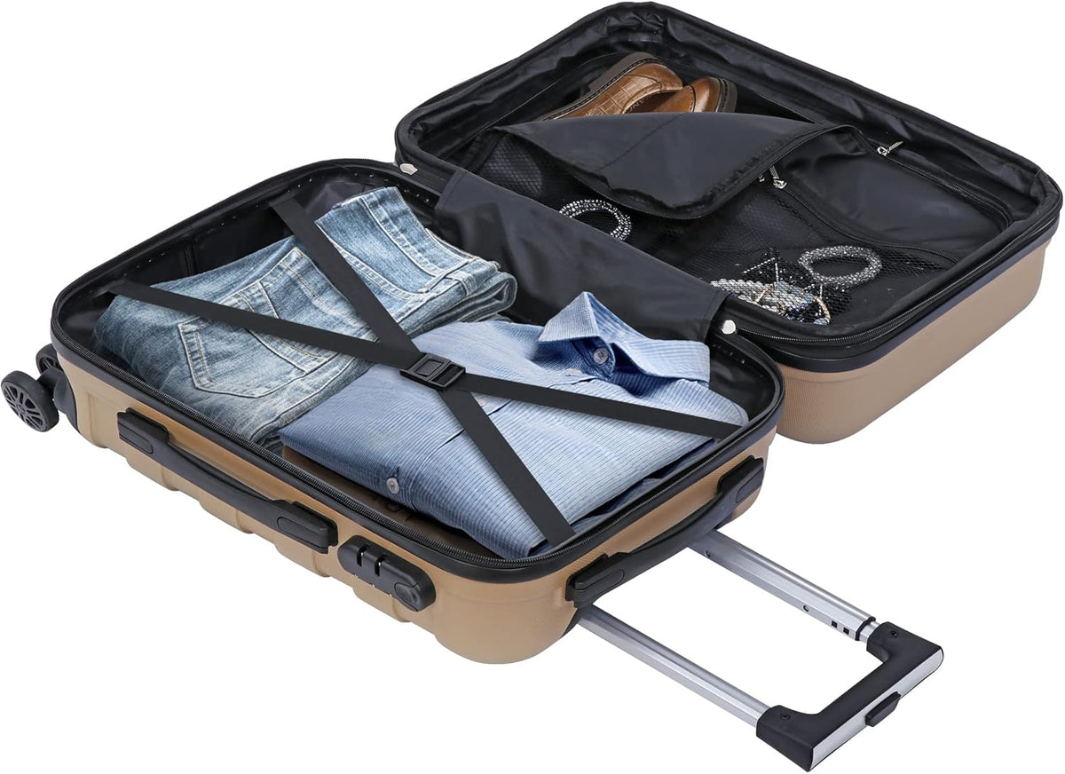 21 Inch Carry On Luggage, Expandable Hardshell Spinner Suitcase with 360-Degree Wheels Height Adjustable Handle for Travel Business Trip, Cream White