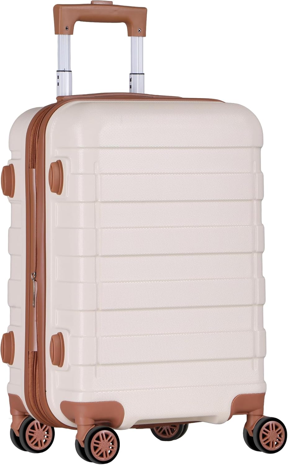 21 Inch Carry On Luggage, Expandable Hardshell Spinner Suitcase with 360-Degree Wheels Height Adjustable Handle for Travel Business Trip, Cream White