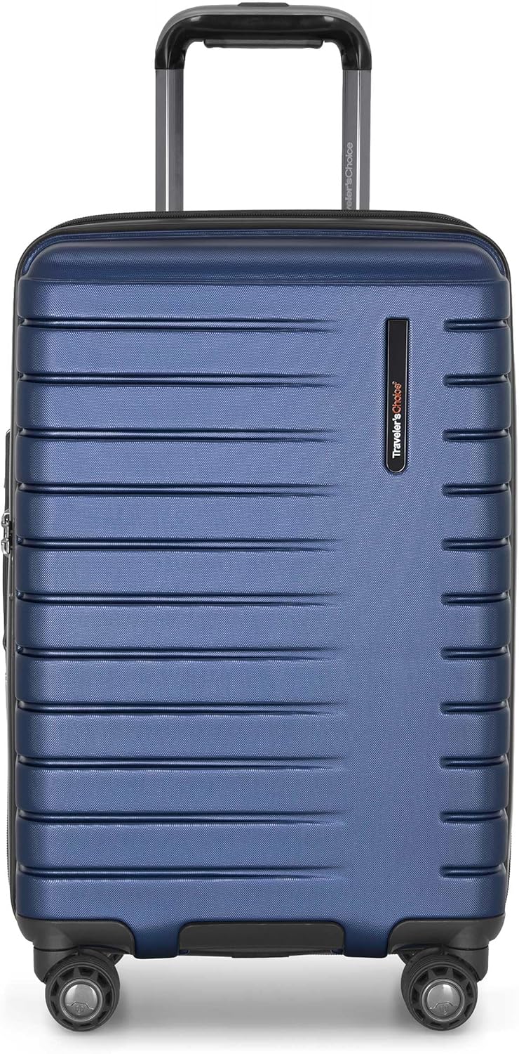 Archer Polycarbonate Hardside Spinner Luggage Set, Tie Down Straps, Purple, Carry-On 21-Inch