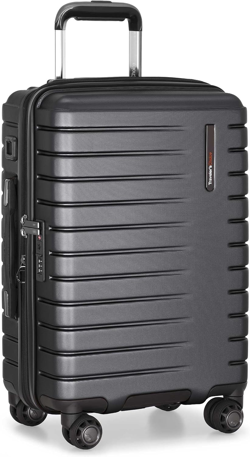 Archer Polycarbonate Hardside Spinner Luggage Set, Tie Down Straps, Purple, Carry-On 21-Inch