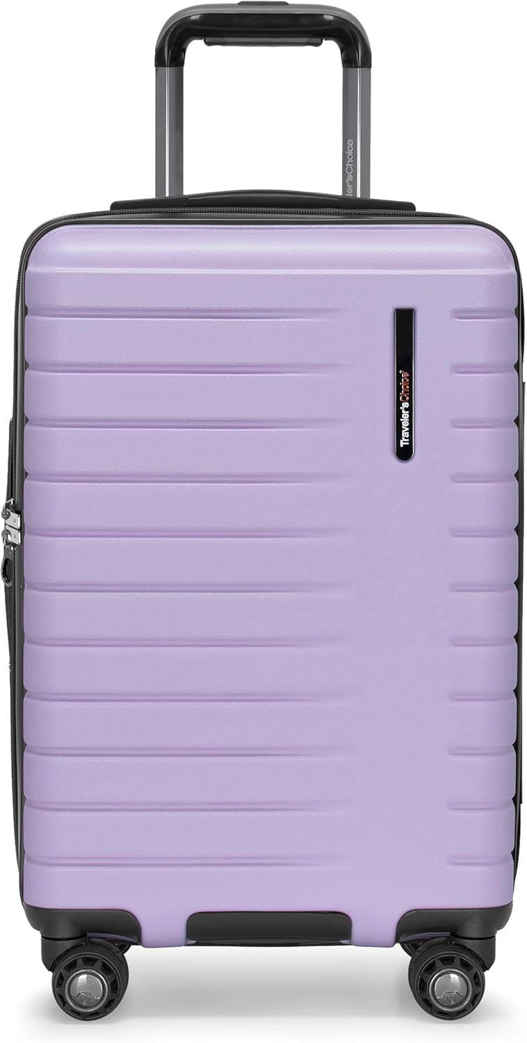 Archer Polycarbonate Hardside Spinner Luggage Set, Tie Down Straps, Purple, Carry-On 21-Inch