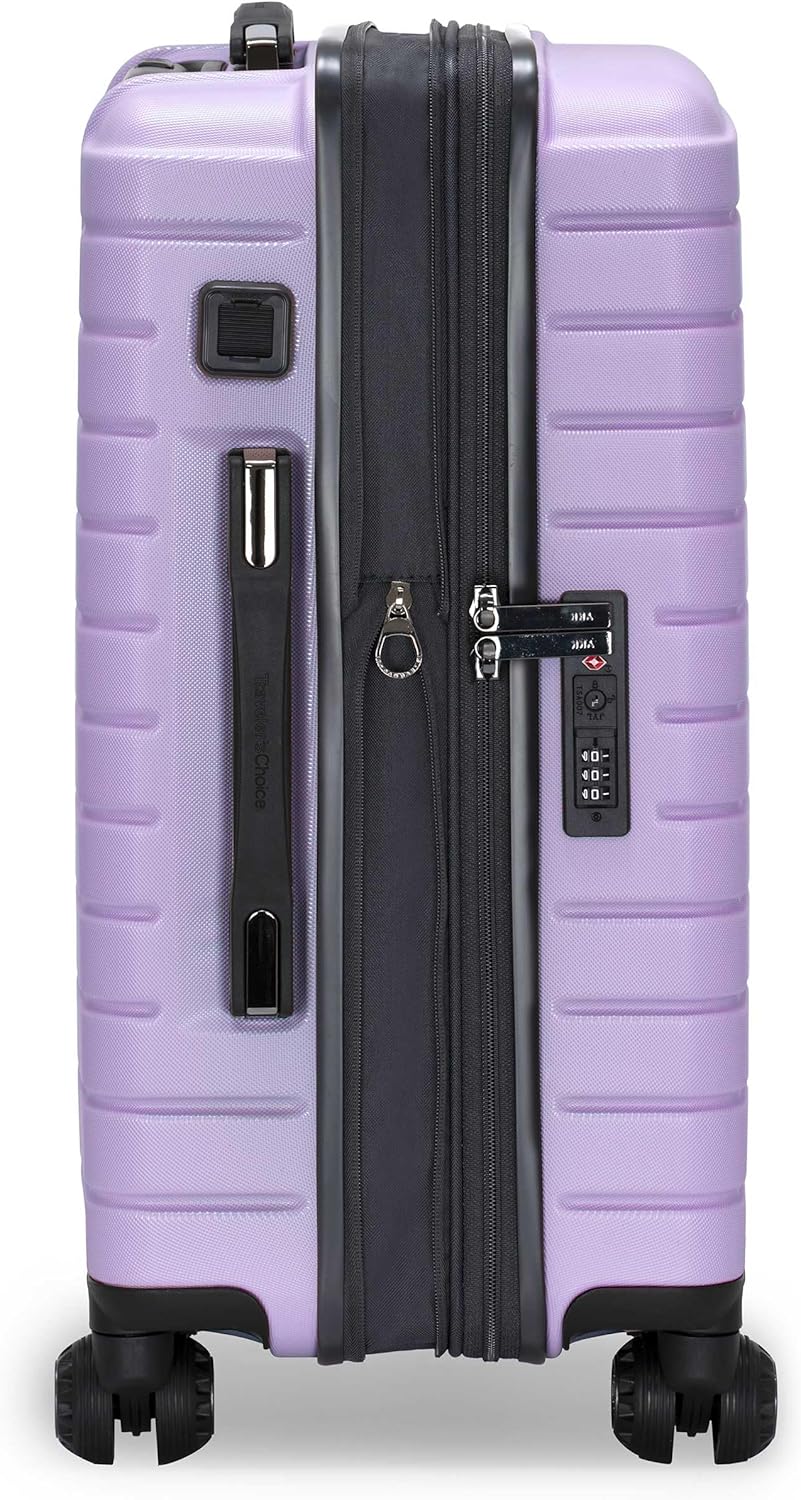Archer Polycarbonate Hardside Spinner Luggage Set, Tie Down Straps, Purple, Carry-On 21-Inch