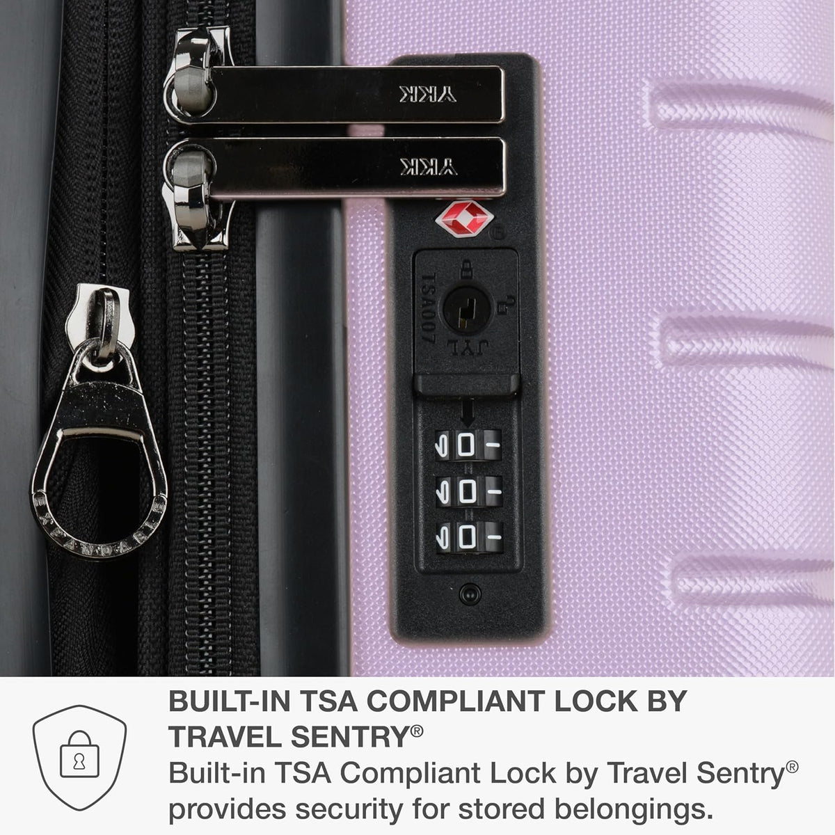Archer Polycarbonate Hardside Spinner Luggage Set, Tie Down Straps, Purple, Carry-On 21-Inch