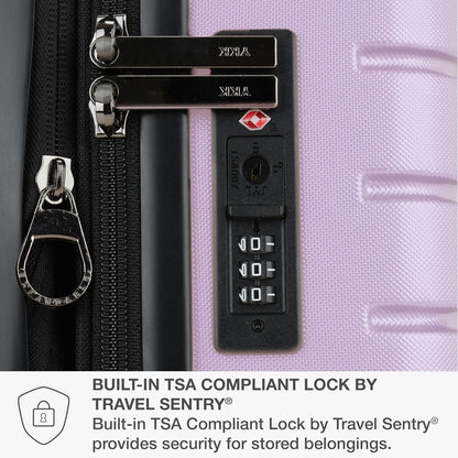Archer Polycarbonate Hardside Spinner Luggage Set, Tie Down Straps, Purple, Carry-On 21-Inch
