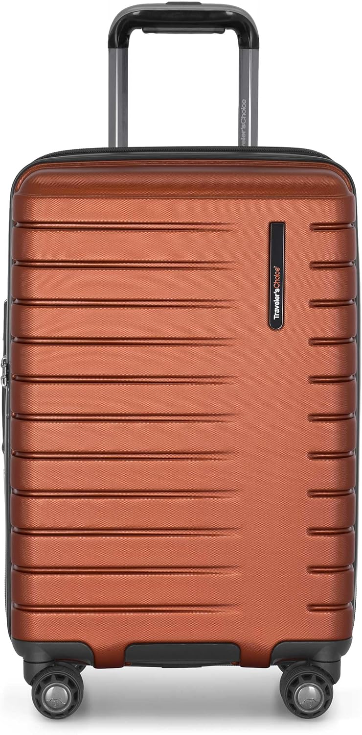 Archer Polycarbonate Hardside Spinner Luggage Set, Tie Down Straps, Purple, Carry-On 21-Inch