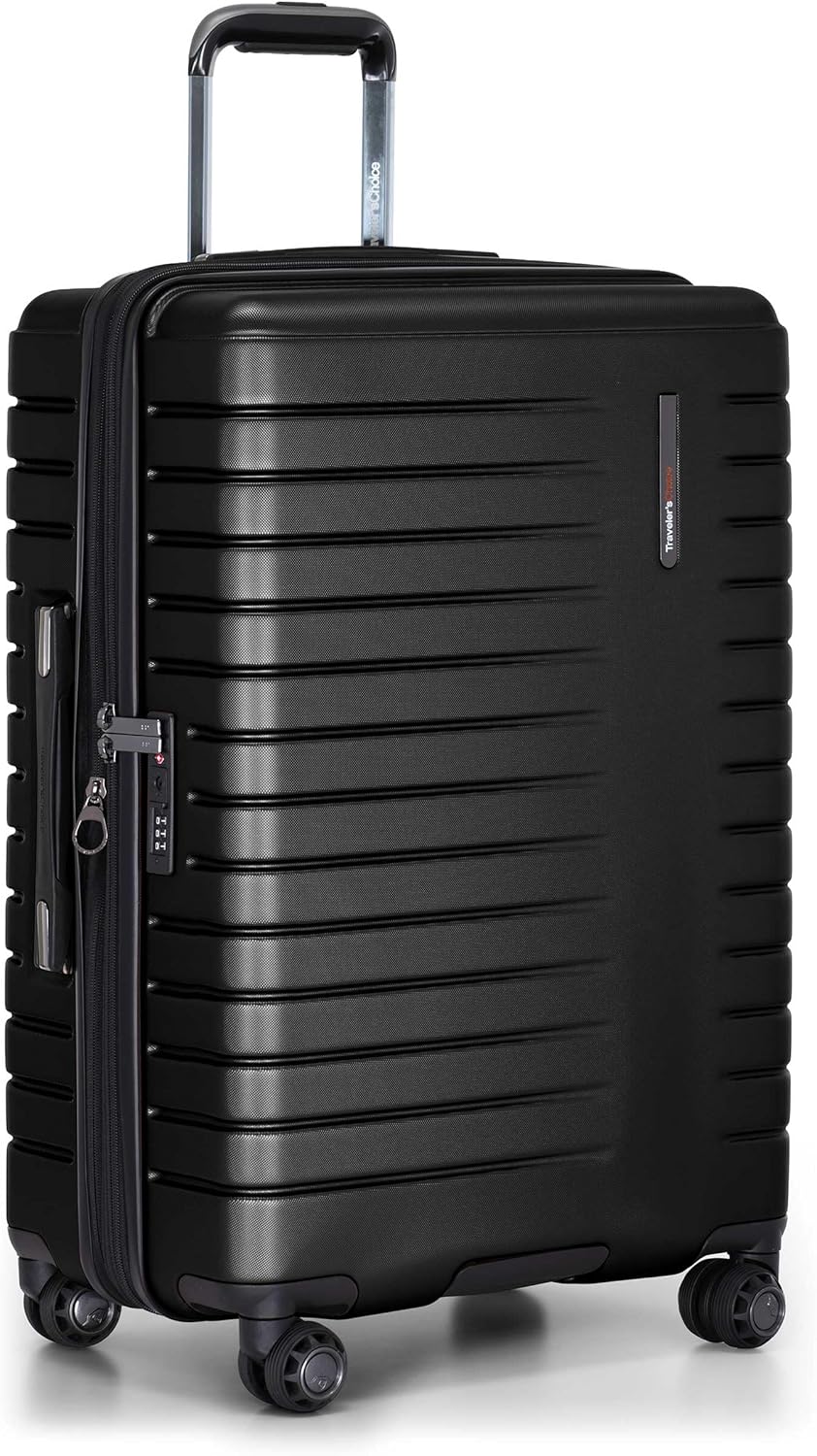 Archer Polycarbonate Hardside Spinner Luggage Set, Tie Down Straps, Purple, Carry-On 21-Inch