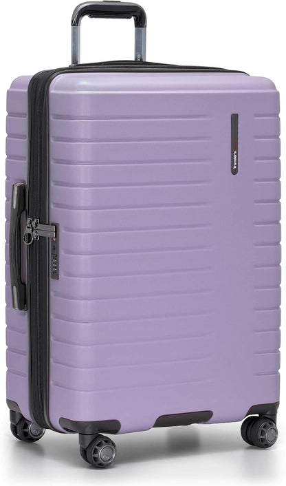 Archer Polycarbonate Hardside Spinner Luggage Set, Tie Down Straps, Purple, Carry-On 21-Inch