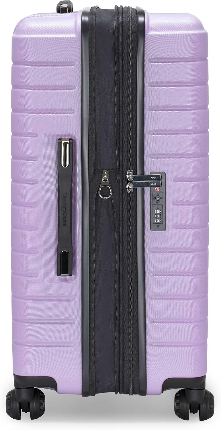 Archer Polycarbonate Hardside Spinner Luggage Set, Tie Down Straps, Purple, Carry-On 21-Inch