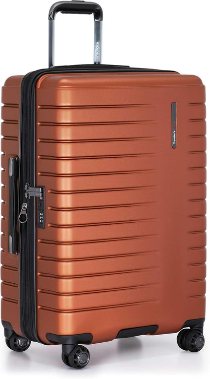 Archer Polycarbonate Hardside Spinner Luggage Set, Tie Down Straps, Purple, Carry-On 21-Inch
