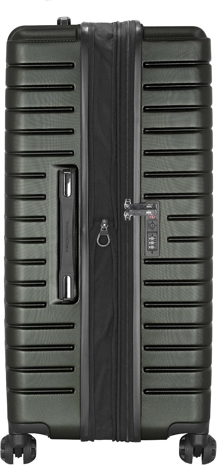 Archer Polycarbonate Hardside Spinner Luggage Set, Tie Down Straps, Purple, Carry-On 21-Inch