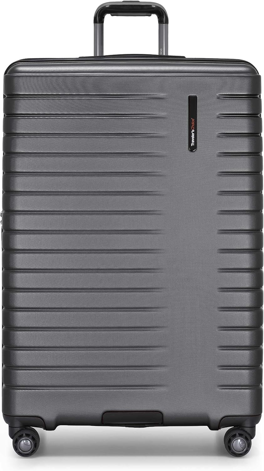 Archer Polycarbonate Hardside Spinner Luggage Set, Tie Down Straps, Purple, Carry-On 21-Inch