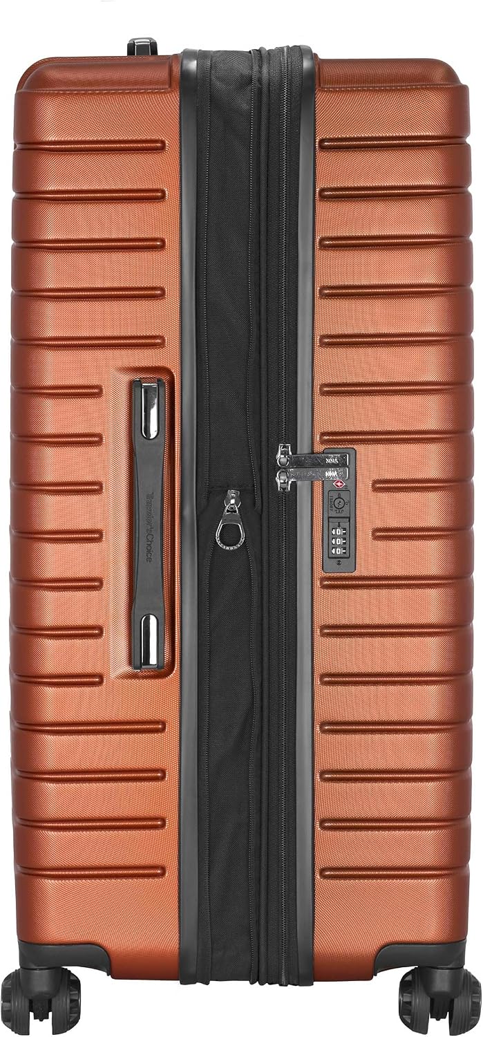 Archer Polycarbonate Hardside Spinner Luggage Set, Tie Down Straps, Purple, Carry-On 21-Inch