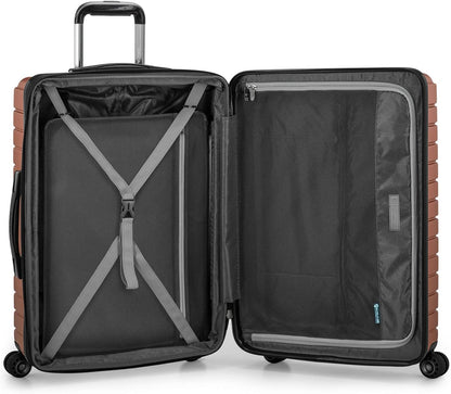 Archer Polycarbonate Hardside Spinner Luggage Set, Tie Down Straps, Purple, Carry-On 21-Inch