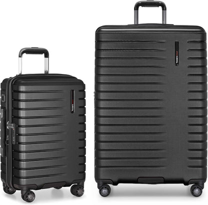 Archer Polycarbonate Hardside Spinner Luggage Set, Tie Down Straps, Purple, Carry-On 21-Inch
