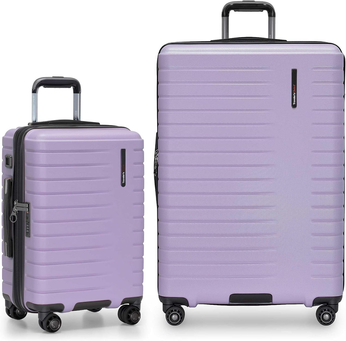 Archer Polycarbonate Hardside Spinner Luggage Set, Tie Down Straps, Purple, Carry-On 21-Inch