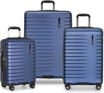 Archer Polycarbonate Hardside Spinner Luggage Set, Tie Down Straps, Purple, Carry-On 21-Inch