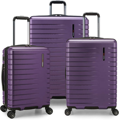 Archer Polycarbonate Hardside Spinner Luggage Set, Tie Down Straps, Purple, Carry-On 21-Inch