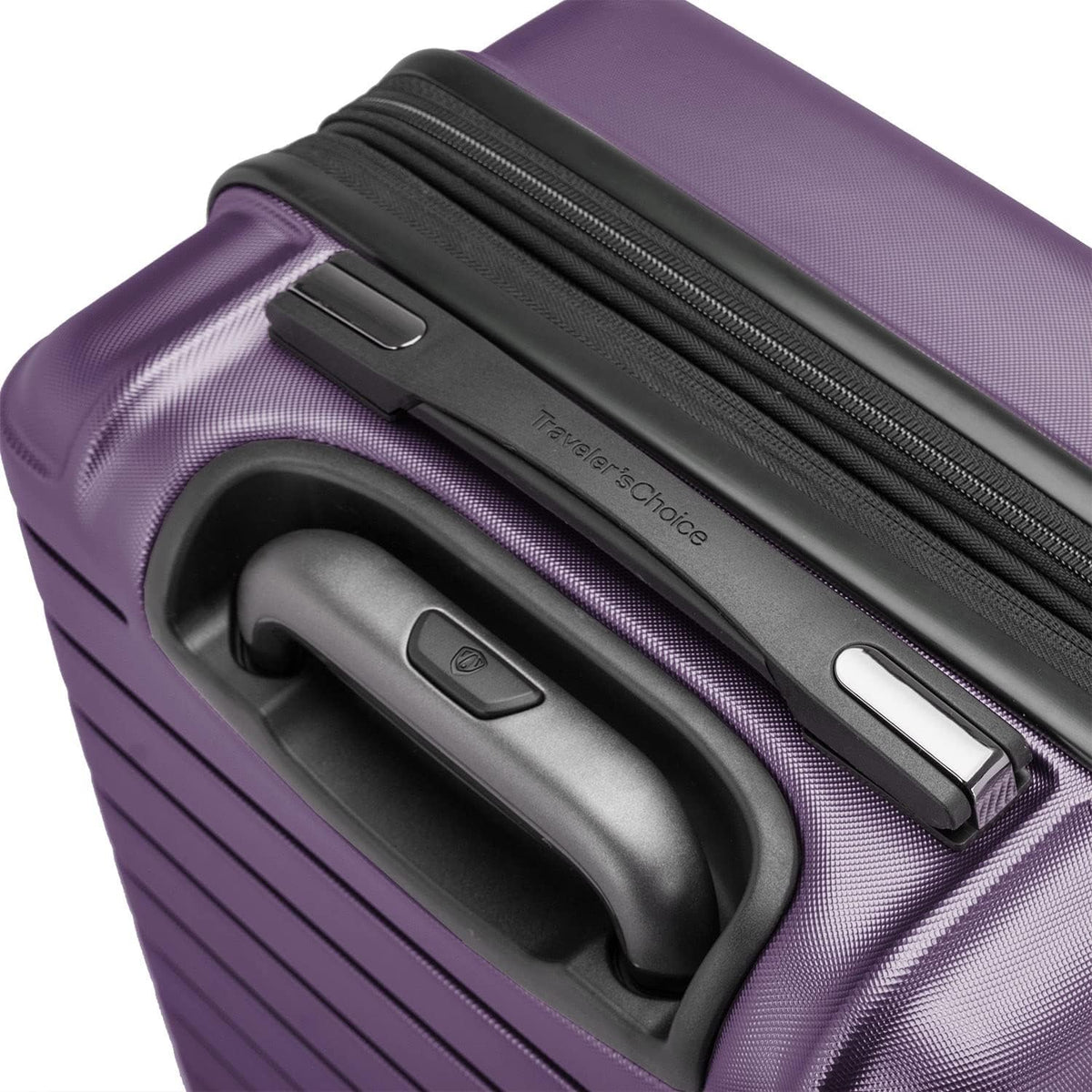 Archer Polycarbonate Hardside Spinner Luggage Set, Tie Down Straps, Purple, Carry-On 21-Inch