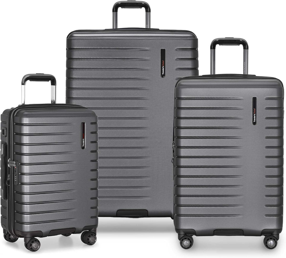 Archer Polycarbonate Hardside Spinner Luggage Set, Tie Down Straps, Purple, Carry-On 21-Inch