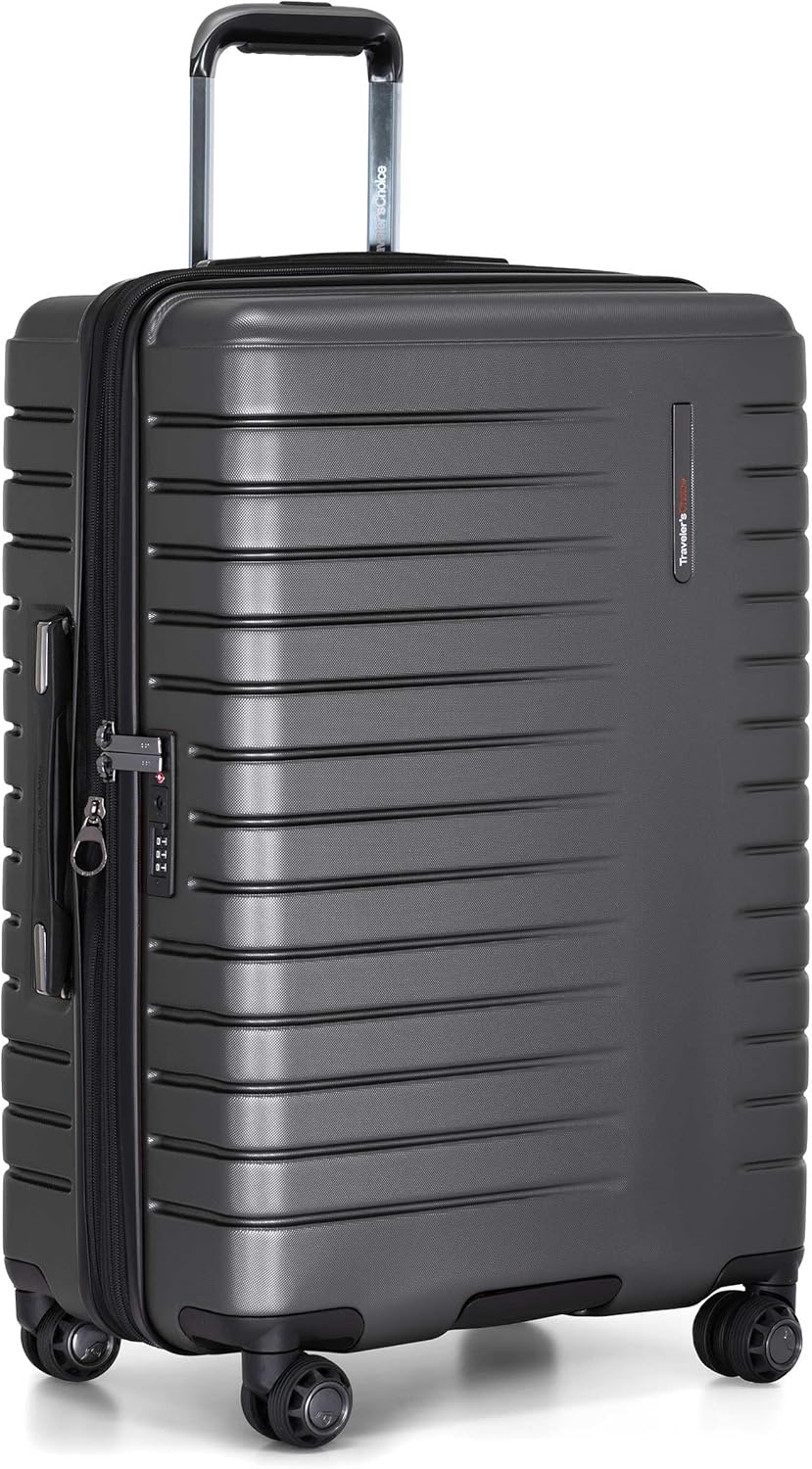 Archer Polycarbonate Hardside Spinner Luggage Set, Tie Down Straps, Purple, Carry-On 21-Inch
